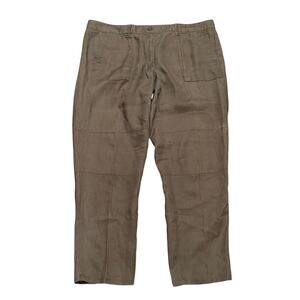 LOFT 100% Linen Brown Straight Leg Pants High Rise Utility Coastal Breathable 14